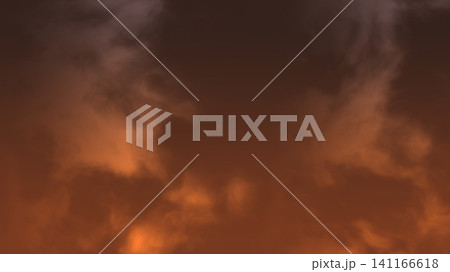 Bright orange and dark clouds in the evening sky 141166618