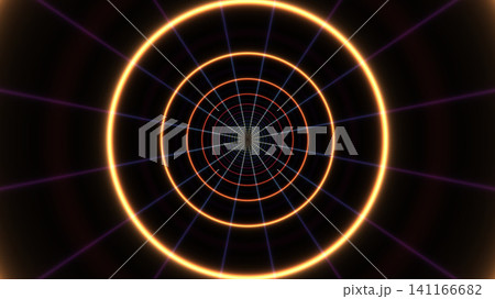 Geometric spiral pattern with glowing circles 141166682