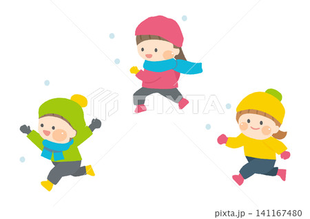 雪の日に走る子供たちのイラスト 雪の日に走る子供たちのイラスト 141167480