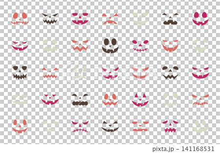Halloween ghost illustration vector jack-o'-lantern expression scary terrifying horror material set Halloween ghost illustration vector jack-o'-lantern expression scary terrifying horror material set 141168531