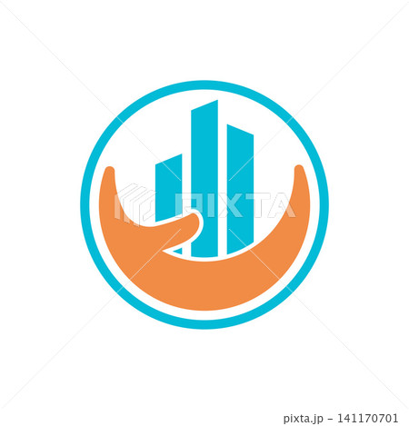 Hand shape business financial growth bar chart logo 141170701