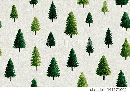 Clothing pattern. Seamless pattern. Green Christmas trees. Minimalist style. Hand drawn. Clothing pattern. Seamless pattern. Green Christmas trees. Minimalist style. Hand drawn. 141171062