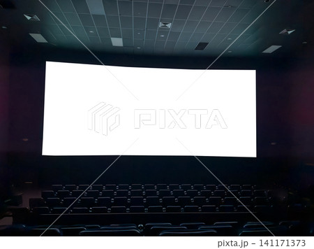 Large screen in a movie theater before the start of the show Large screen in a movie theater before the start of the show 141171373