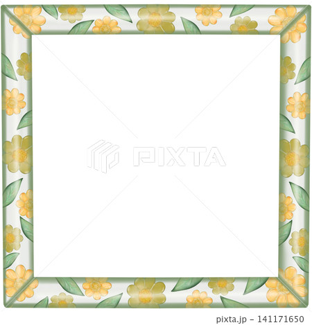 Border square hand drawn flower Color pastel frames,for frames decorative card,posters, labels and text highlight. 141171650