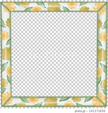 Border square hand drawn flower Color pastel frames,for frames decorative card,posters, labels and text highlight. 141171650