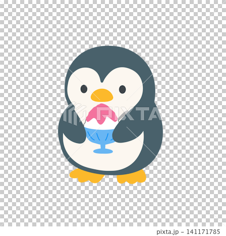 Penguin and ice illustration set. Simple flat design. Cute, monochrome. Penguin and ice illustration set. Simple flat design. Cute, monochrome. 141171785