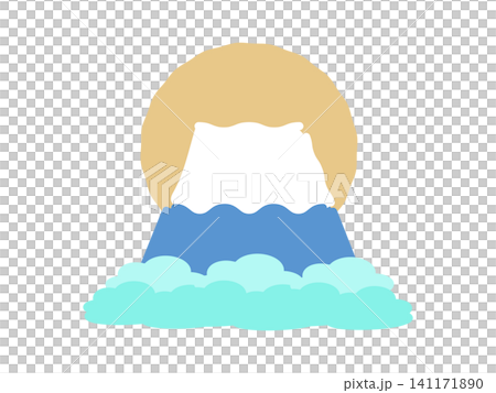 Mount Fuji, first sunrise of the year, clouds, illustration Mount Fuji, first sunrise of the year, clouds, illustration 141171890