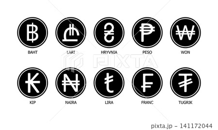 World Currency Symbols Icon Set, Money Coins Flat Vector, Financial Banking Web Icons Pack World Currency Symbols Icon Set, Money Coins Flat Vector, Financial Banking Web Icons Pack 141172044