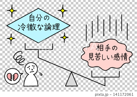 The unfair scale of those who engage in logical harassment: they consider their own logic innocent (superior), but the other person's emotions to be a grave offense (inferior). The unfair scale of those who engage in logical harassment: they consider their own logic innocent (superior), but the other person's emotions to be a grave offense (inferior). 141172061