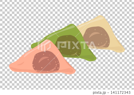 Vector illustration of three-colored nama-yatsuhashi (a type of Japanese confectionery). 141172343