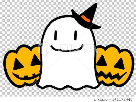 Cute Halloween ghost and jack-o'-lantern illustration material Cute Halloween ghost and jack-o'-lantern illustration material 141172446