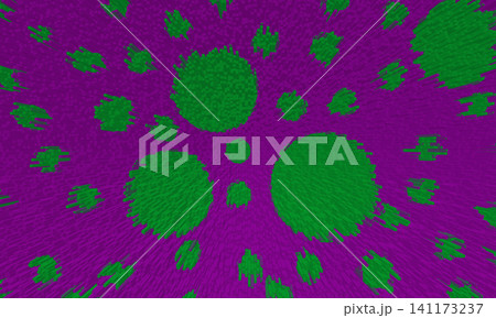 a pattern of green circular shapes of varying sizes against a purple background 141173237