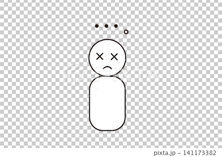 思考停止するキャラクターのイラスト 目がバッテンで無言のベクター素材 141173382