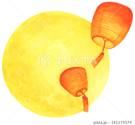 Full Moon Mid Autumn Festival hand drawn illustration, Chinese festival celebration. 141173574