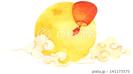 Full Moon Mid Autumn Festival hand drawn illustration, Chinese festival celebration. Full Moon Mid Autumn Festival hand drawn illustration, Chinese festival celebration. 141173575