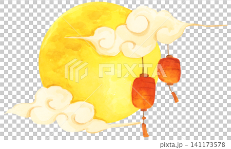 Full Moon Mid Autumn Festival hand drawn illustration, Chinese festival celebration. Full Moon Mid Autumn Festival hand drawn illustration, Chinese festival celebration. 141173578