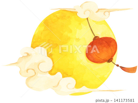 Full Moon Mid Autumn Festival hand drawn illustration, Chinese festival celebration. Full Moon Mid Autumn Festival hand drawn illustration, Chinese festival celebration. 141173581
