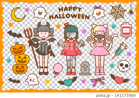 ハロウィンの仮装アイコンセット｜コスプレ・デビル・ゾンビ・サブカル 141173989