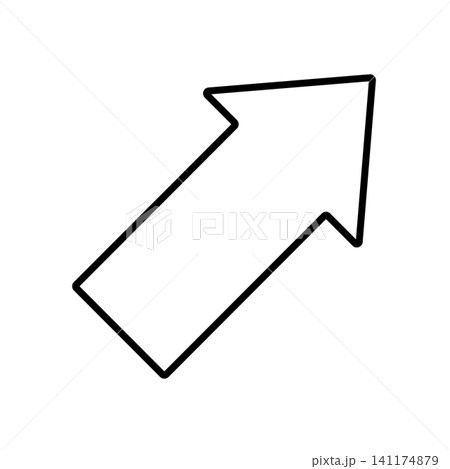 手描き風の右上向き矢印　成長や上昇を表すイラスト 141174879