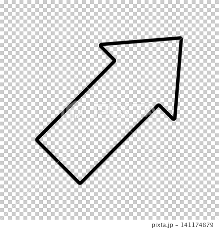 手描き風の右上向き矢印　成長や上昇を表すイラスト 141174879