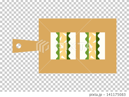 An illustration of an egg sandwich on a cutting board, breakfast, cafe. An illustration of an egg sandwich on a cutting board, breakfast, cafe. 141175083