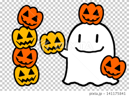 Cute Halloween ghost and jack-o'-lantern illustration material Cute Halloween ghost and jack-o'-lantern illustration material 141175841