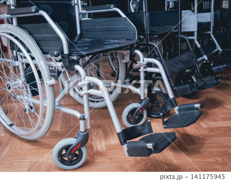 Empty wheelchairs at the hospital. Empty wheelchairs at the hospital. 141175945