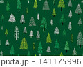 Holiday background. Seamless pattern. Green Christmas trees. Minimalist style. Hand drawn. 141175996