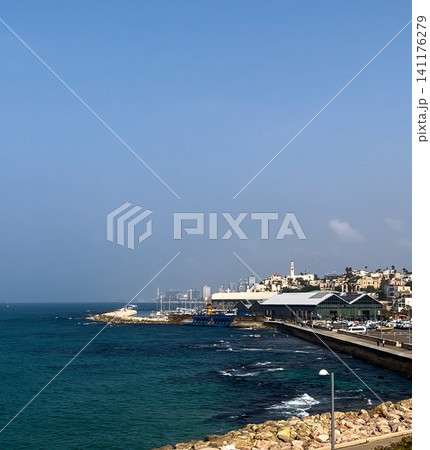Jaffa city view. Seacoast and Midron Yaffo Park. High quality photo Jaffa city view. Seacoast and Midron Yaffo Park. High quality photo 141176279