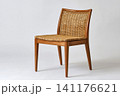 Wooden dining chair with woven rattan details 141176621