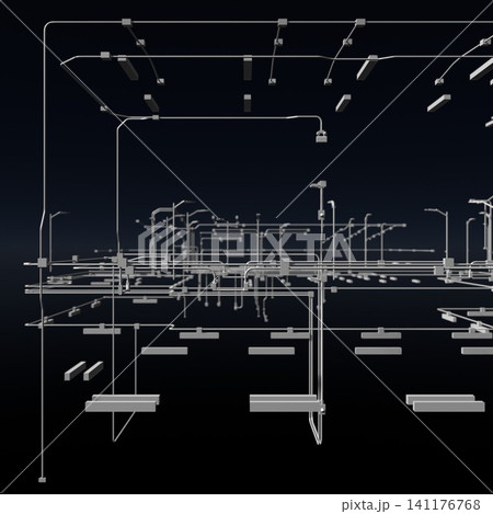 3D illustration of building, construction, and piping 3D illustration of building, construction, and piping 141176768