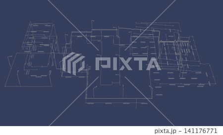 3D illustration of building, construction, and piping 3D illustration of building, construction, and piping 141176771