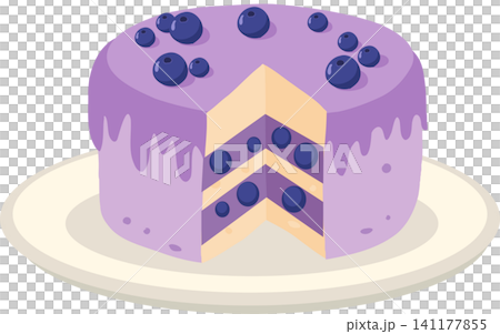 Blueberry dessert cake with berries cream layers and dripping icing Blueberry dessert cake with berries cream layers and dripping icing 141177855