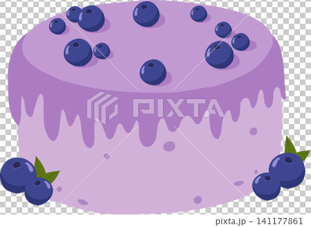 Purple Blueberry Dessert Cake with Frosting and Fresh Berries 141177861