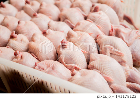 Fresh chicken bodies in a basket Fresh chicken bodies in a basket 141178122