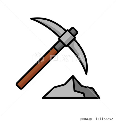 pickaxe icon vector design template in white background pickaxe icon vector design template in white background 141178252