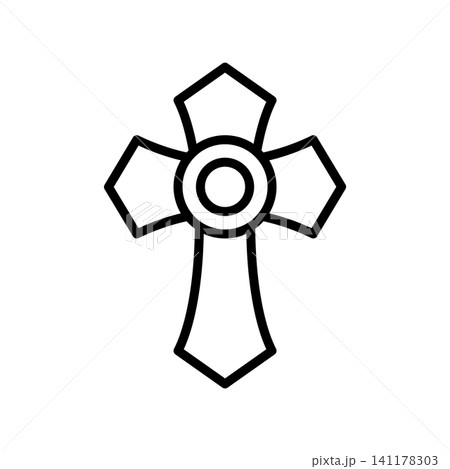 christian cross icon vector design template in white background christian cross icon vector design template in white background 141178303