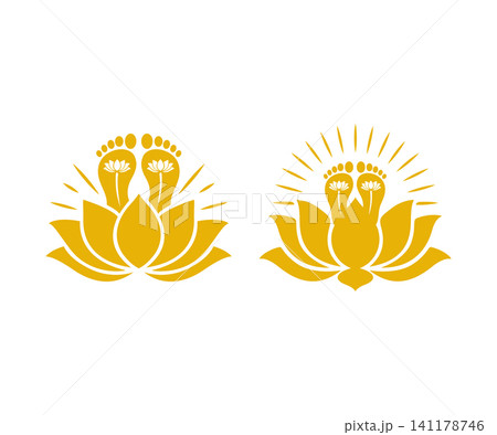 Goddess Laxmi Charan Paduka Lotus Design 141178746