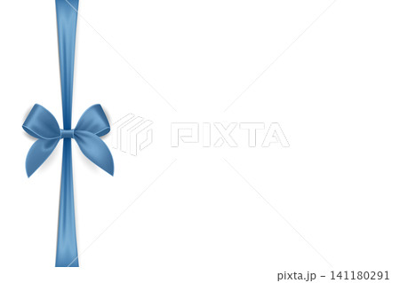 Vector 3d Ribbon with Bow for Gift Decoration and Packaging Design. Blue Ribbon for Celebration, Event and Invitation. Pink Ribbon Illustration for Holiday Card, Present Wrapping, Festive Template 141180291