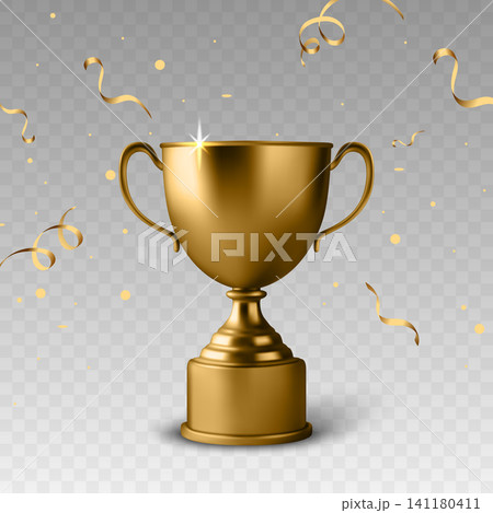 Vector Golden Trophy Cup Award with Confetti. Winner Prize for Championship and Success Celebration. Competition, Ceremony, Achievement Concept Vector Golden Trophy Cup Award with Confetti. Winner Prize for Championship and Success Celebration. Competition, Ceremony, Achievement Concept 141180411
