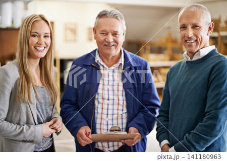Portrait, people or clipboard in warehouse, distribution or logistics work as supply chain teamwork. Men, woman or checklist in happy, factory or order fullfilment of product stock or inventory Portrait, people or clipboard in warehouse, distribution or logistics work as supply chain teamwork. Men, woman or checklist in happy, factory or order fullfilment of product stock or inventory 141180963