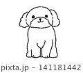 シンプルで可愛い座った犬のイラスト 141181442