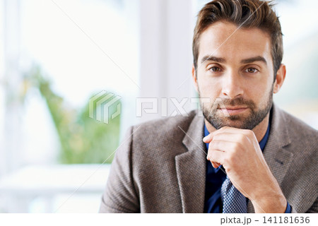 Businessman, portrait and closeup for professional career in office and happy with ambition in workplace. Hr consultant, positive and face for job satisfaction as recruiter and planning in company Businessman, portrait and closeup for professional career in office and happy with ambition in workplace. Hr consultant, positive and face for job satisfaction as recruiter and planning in company 141181636