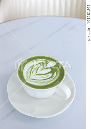 green tea or matcha green tea, milk green tea or matcha latte or matcha green tea latte 141181861