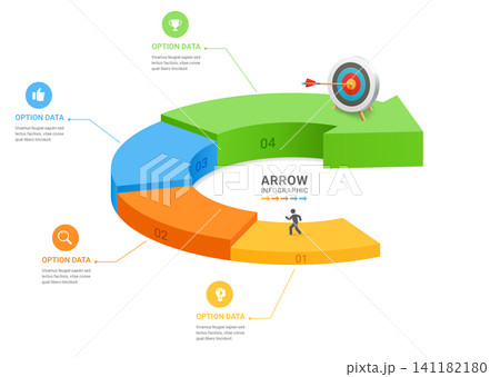 4 Step Circular Arrow Infographic Template Background with Business Growth Process and Success Journey 4 Step Circular Arrow Infographic Template Background with Business Growth Process and Success Journey 141182180