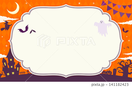 ハロウィンのポップなオレンジ色の文字なしテンプレート1_横 ハロウィンのポップなオレンジ色の文字なしテンプレート1_横 141182423