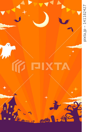 ハロウィンのポップなオレンジ色の文字なしテンプレート2_縦 ハロウィンのポップなオレンジ色の文字なしテンプレート2_縦 141182427