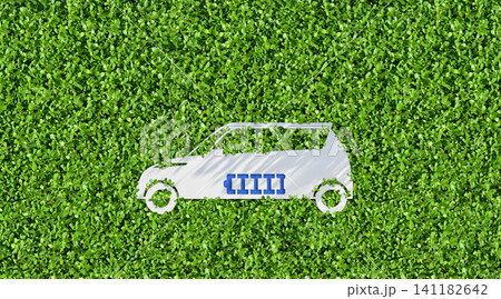 環境にやさしい暮らし、電気自動車をイメージしたペーパーアート 環境にやさしい暮らし、電気自動車をイメージしたペーパーアート 141182642
