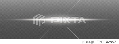 Bright lens flare effect shining across a dark grid as an overlay graphic element 141182957