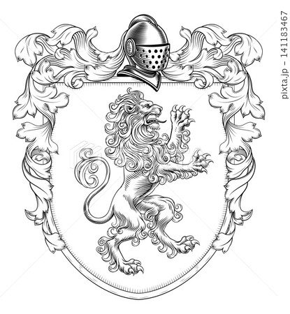 Coat of Arms Crest Lion Heraldic Knight Shield Coat of Arms Crest Lion Heraldic Knight Shield 141183467